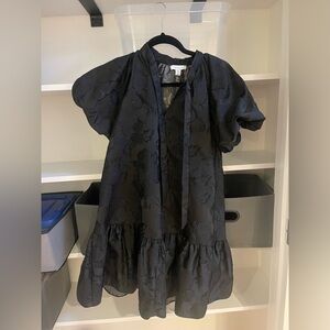 Topshop Black Textured Floral Dress